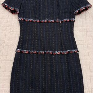 Trussardi Black Tweed Dress with Colorful Trim